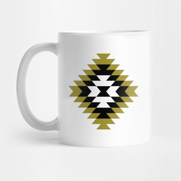 Aztec Stylized Symbol Black Whiet Gold by NataliePaskell